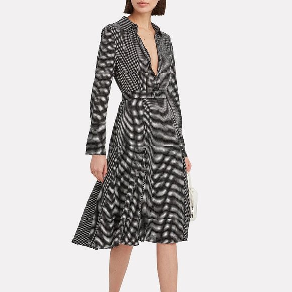 equipment short bancort dress EQUIPMENT Bancort Flared Hem Shirt Dress Black White Check {3R27}